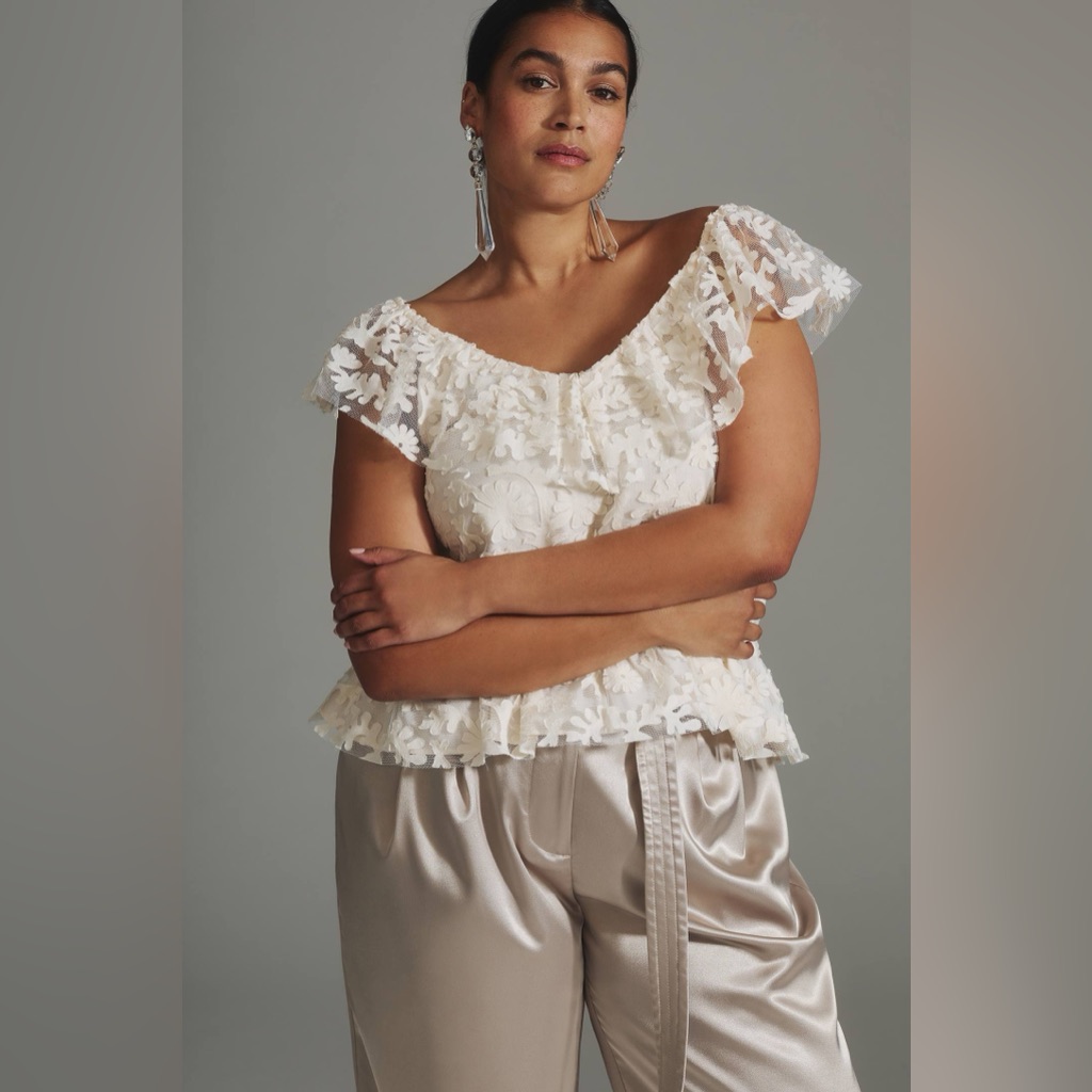 By Anthropologie Textured Off-The-Shoulder Blouse